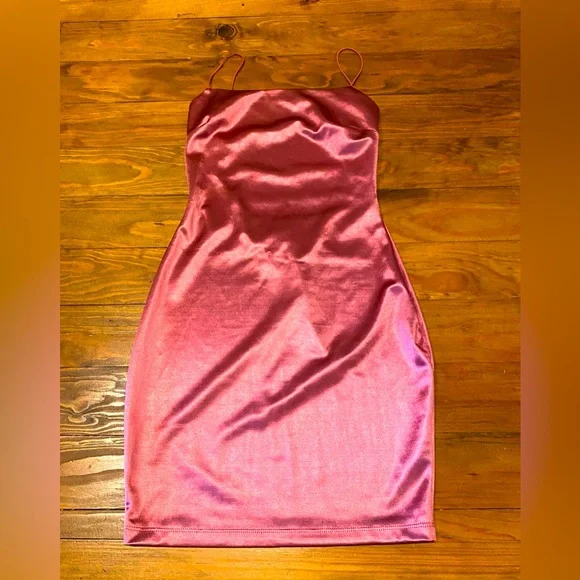 Windsor | Dresses | Bodycon Pink Dress Windsor Pink Satin Mini Bodycon Dress  Size Small | Poshmark